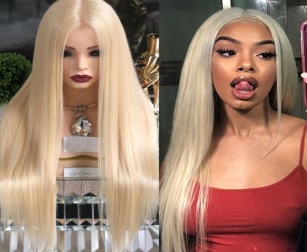 

pre plucked 360 lace frontal human hair wigs with baby hair 613 blonde glueless full lace wigs virgin natural hairline6073395, Black;brown