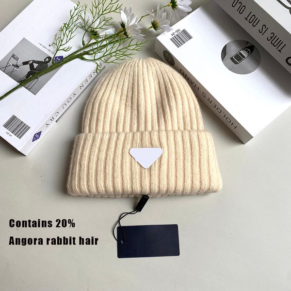 

2023 designer beanie knitted wool cap cotton containing angora rabbit hair hat windproof cold fashion suitable for indoor and outdoor wear h, Blue;gray