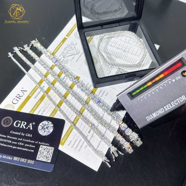 

hip hop bracelet jewelry hand setting vvs 2mm 2.5mm 3mm 4mm 5mm 6mm 6.5mm iced out 925 sterling silver moissanite tennis chain