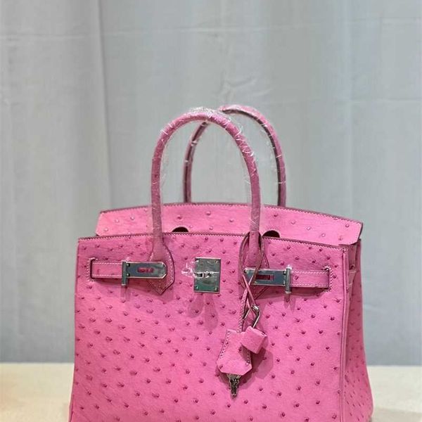 

women handbag 5a h ermess birkins bags genuine leather ostrich skin luxury purse women fashion wax stitching handbag man colorswith h logo q