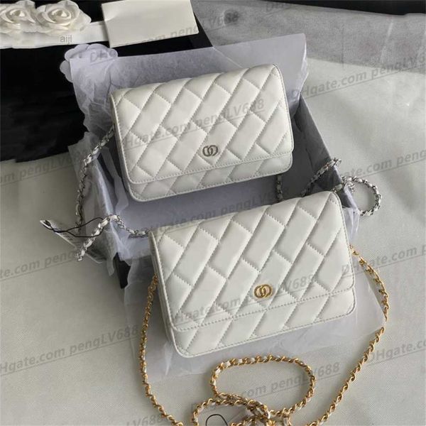 

quality designer shoulder bag chain strap handbag plaid purses double letter solid buckle sheepskin caviar pattern women's luxury eveni