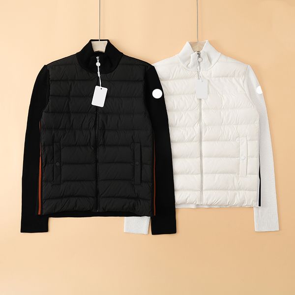 

monclairer edge letter design mens down jacket autumn winter arm badge men knitted jacket designer jacket mens 2023 new stand up collar coat, Black