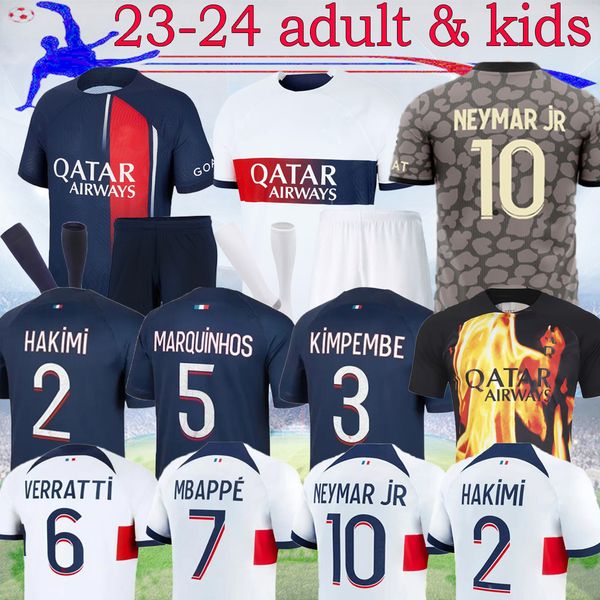 

23 24 mbappe hakimi psgs soccer jerseys sanches sergio ramos 2023 2024 fabian wijnaldum special home away marquinhos verratti third 4th play, Black;yellow