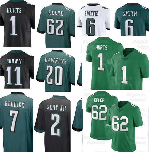 

football jersey philadelphia''eagles''92 reggie white 20 brian dawkins 6 devonta smith 1 jalen hurts 11 aj brown 62 jaso, Black;red
