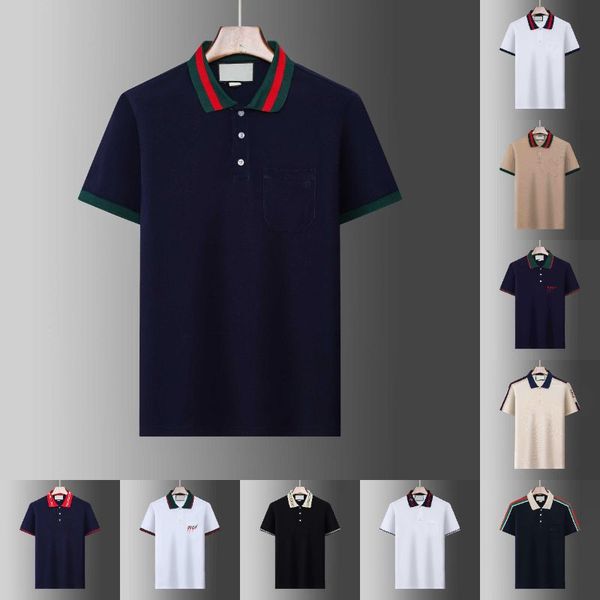 

23ss summer clothes mens polo shirt luxury designer polo tee men casual polo fashion snake bee print embroidery t shirt high street mens pol, White;black