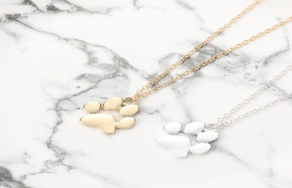

30pcslot minimalist animal paw charm necklace love pet footprint pendant link chain jewelry for gift6450727, Silver