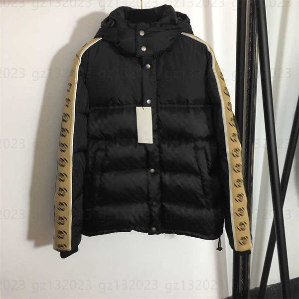 

winter cardigan short puffer jacket womens designer clothes lettered dark jacquard long sleeve zip up hooded cotton jackets lady warm down c, Black