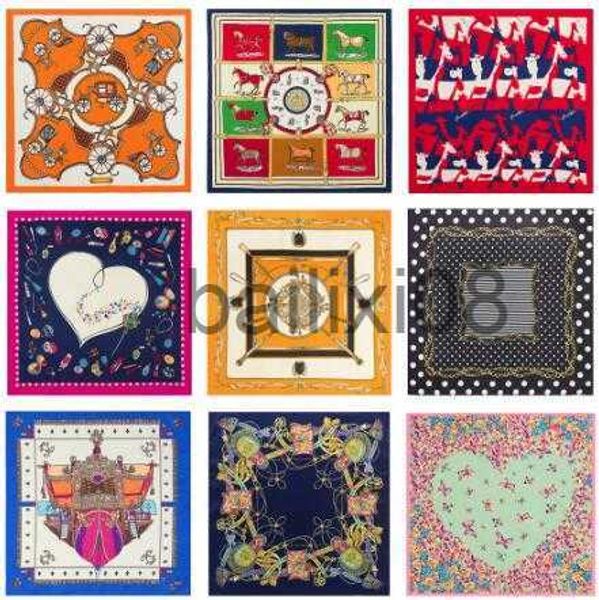 

scarves 60cm*60cm striped plaid horse small square scarves hijab luxury brand women twill silk scarf 2017 fashion headband print scarf j2308, Blue;gray