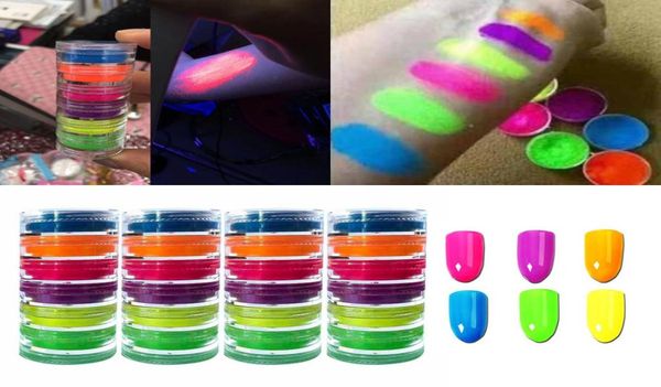 

6color nail glitter powder neon pigment gradient glitter iridescent acrylic nail powder polish professional decoration july265276097, Silver;gold