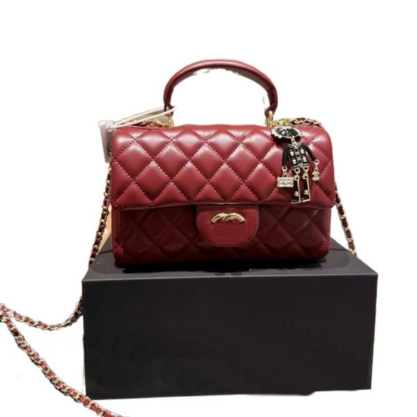 

chane i 21a new handle minicf sheepskin caviar leather wear-resistant designer women's leather flip cover shoulder messenger with small