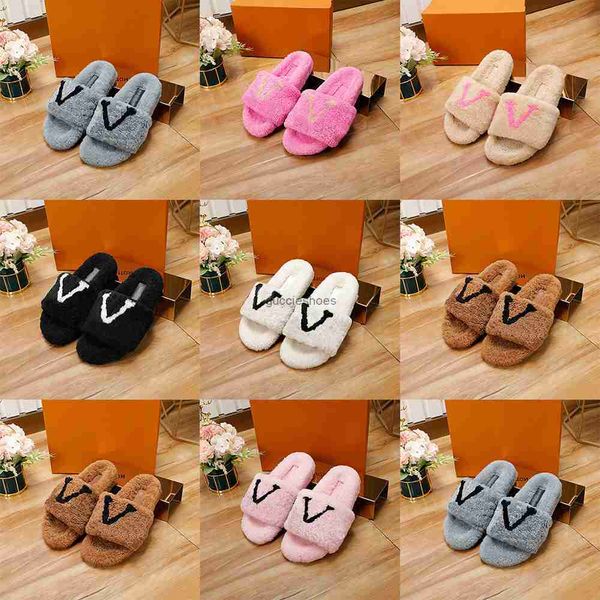 

luxury slippers women's plush slippers wool sandals women's slippers wear-resistant sandals warm and comfortable slippers autumn a, Black