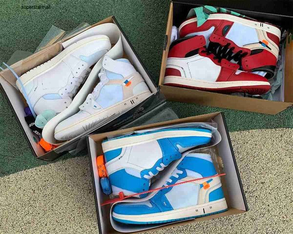 

shoes basketball 1s high og jumpman 1 unc univisity blue red white north carolina luxurys designers chaussures sports sneakers send with box, Black