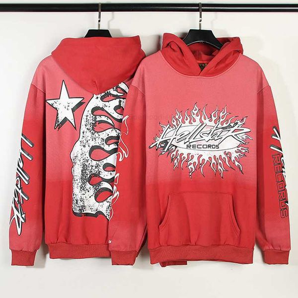 

mens hoodies sweatshirts red hellstar hoodie plus velvet hellstar printed street fashion hip hop loose hoody sportswear couple, Black