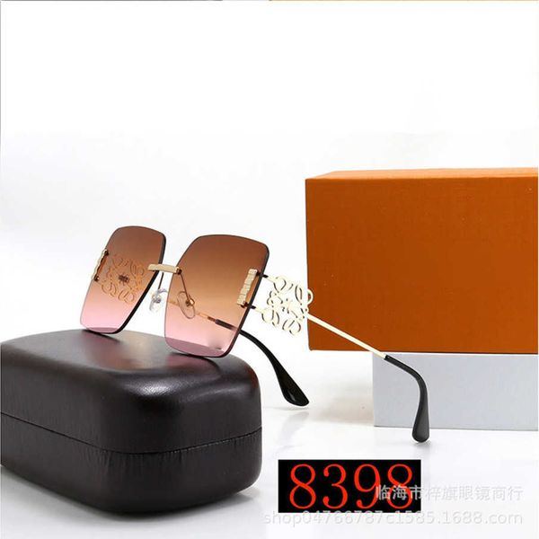 

2023 luxury designer sunglasses new fashion trend frameless for women's colorful online red versatile sunglasses 8398, White;black