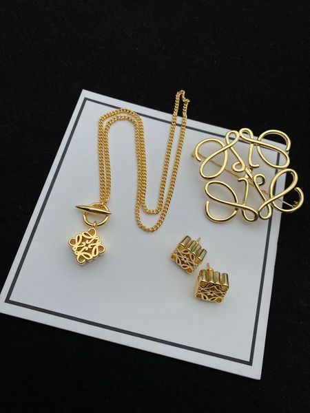 

new fashion anagram enamel necklace pendant asymmetric women retro earrings rose gold full diamonds ear stud hoop ladies brooch designer jew, Silver