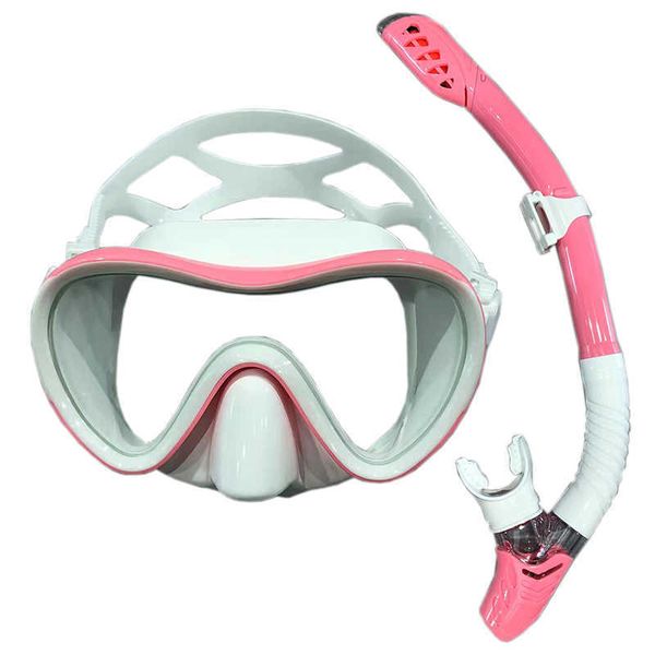 

professional scuba snorkeling set silicone skirt anti-fog goggles glasses swimming diving masks, Blue