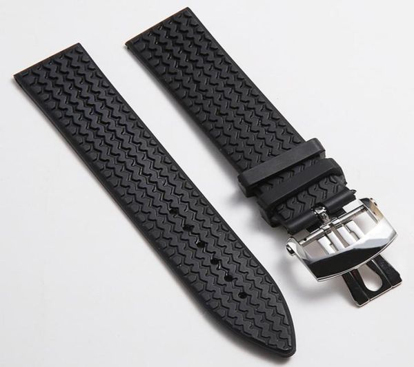 

21 23mm waterproof rubber watchband for chopard tyre texture silicone watch strap black men women tape wrist bracelet on 2206206803001147, Black;brown