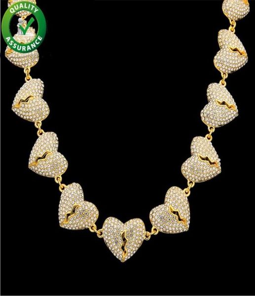 

iced out chains hip hop jewelry mens necklace cuban link luxury designer brand heart style charms bling rapper chain hiphop diamond8200163, Silver