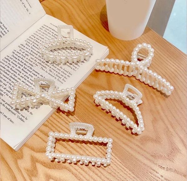 

elegant pearl hair claws clip women hairpins hair accessories plastic girl hair crab headwear hairgrip korean fashion barrettes5338246, Golden;silver