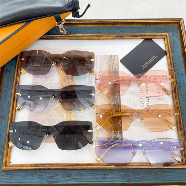 

2023 new luxury designer sunglasses fenginschao family f frameless conjoined lens star net red same sunglasses fe40066, White;black
