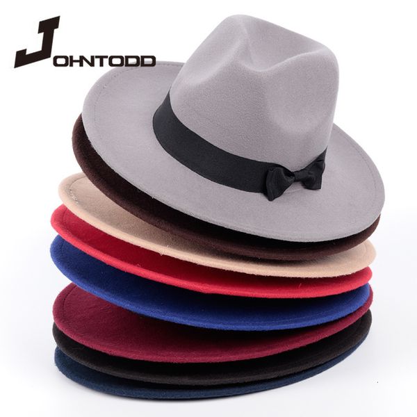 

wide brim hats bucket brim gentleman elegant ladies winter autumn jazz hat simple woman man wool vintage gangster trilby felt fedora 230801, Blue;gray