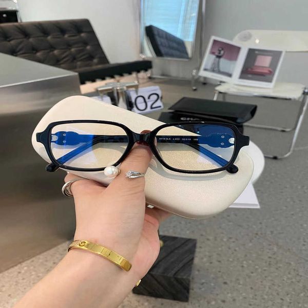 

2023 new luxury designer sunglasses ch3419 small plate plain black frame square glasses, White;black