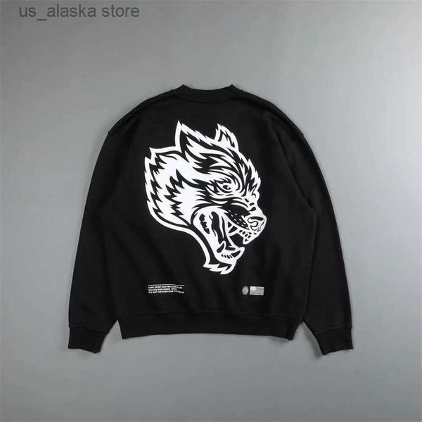 

men's hoodies sweatshirts darc sport big wolves graphics print autumn winter fleece men's clothing o neck hoodie streetwear cotton, Black