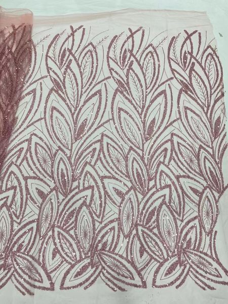 

tulle 2023 french ladies ace female nigeria net 5 yards women sequins formal dress fabric beaded textile party garment dust purple premium q, Black;white