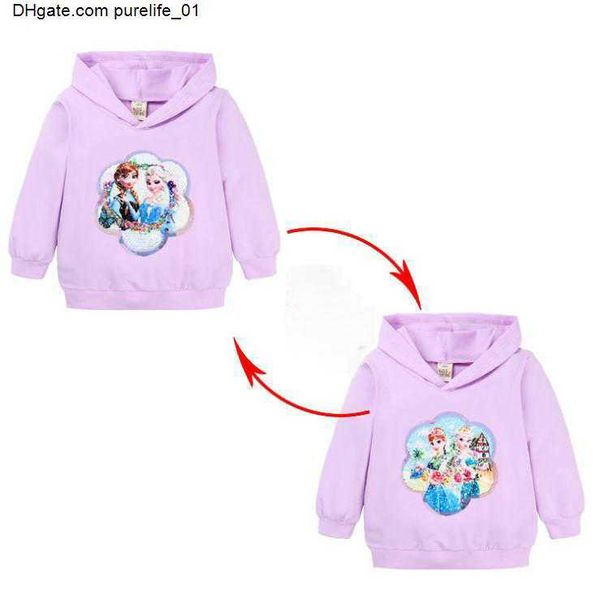 

girls children clothes long sleeved t shirt color sequined clothing girl hooded kids outerwear spring coats tee sweatshirts, Blue