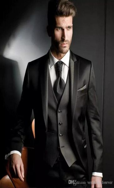 

designer men suit groom tuxedos groomsmen side vent slim fit man suit wedding men039s suits bridegroom jacketpantvest8586399, Black;gray