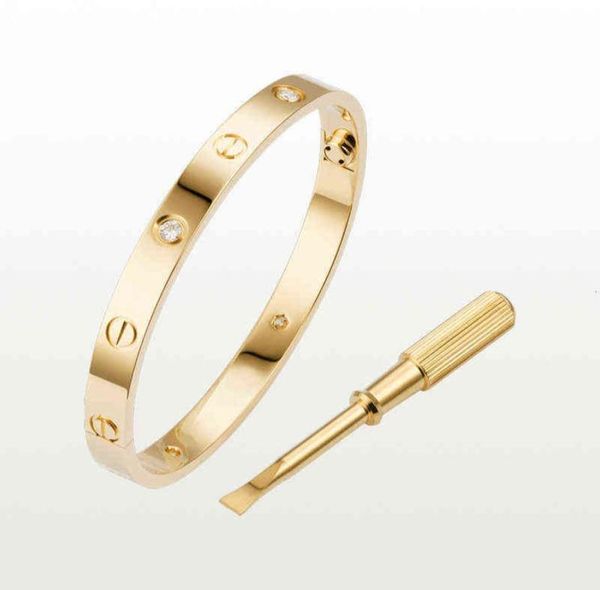 

love screw bracelet designer bracelets 4 diamonds bangle luxury jewelry women accessories titanium steel alloy goldplated never f5079568, Black