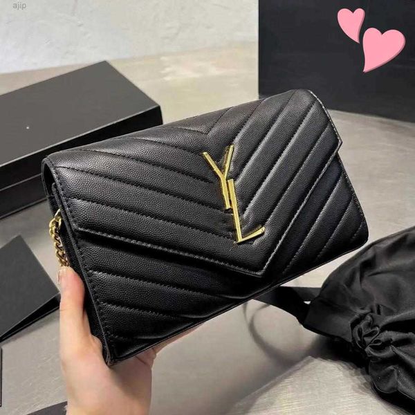 

2023 fashion designer bag womens wallet black handbag caviar bags gold chain 23cm classic flap shoulder luxury crossbody woc satchel fashion