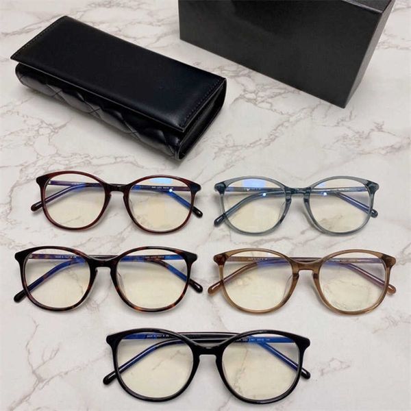 

2023 new luxury designer sunglasses pingguang ch3282 black plate plain face mirror female ins network red same round eyeglass frame, White;black