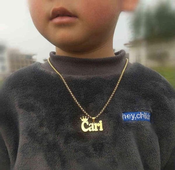 

personalized name crown necklace fashion jewelry stainless steel baby charm custom chain necklace for women men birthday gift 22023919531, Silver