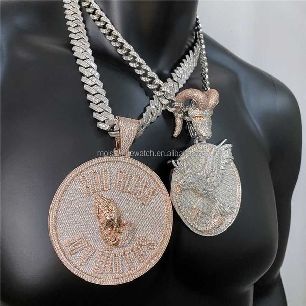 

hip hop jewelry pass diamond tester vvs moissanite ice plate letter pendant necklace, Silver