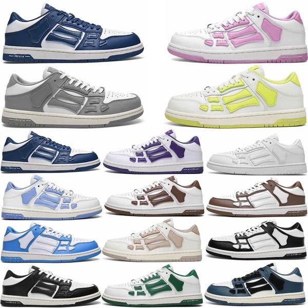 

designer casual shoes men women skel low sneakers mens genuine leather sneaker black grey white green lilac orange lime red light blue luxur