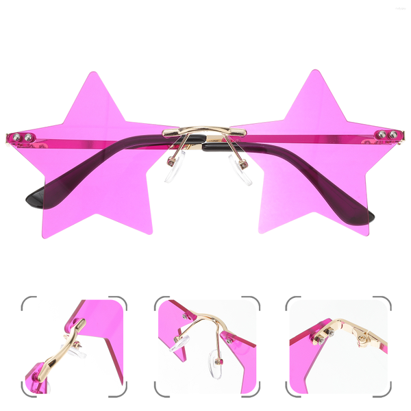 

sunglasses 1 pair star shaped eyeglasses transparent rimless pink ball gown frameless for party po11, White;black