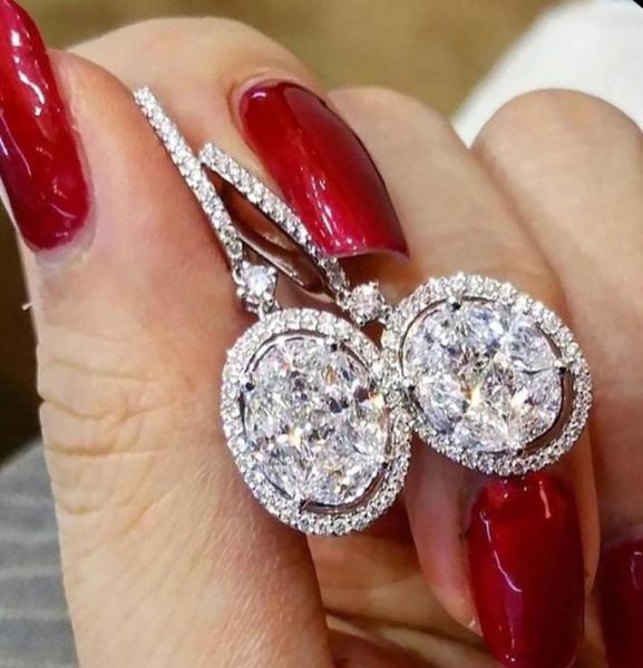 

fashion stud earrings party anniversary gift designer classic gorgeous drop silver color with shine oval cz stone wedding bridal e8533547, Golden;silver