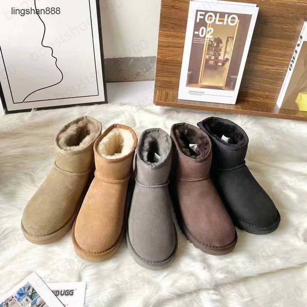 

boots women australian boot australia classic ultra mini platform snow fur tasman slipper suede wool winter warm designer booties 35-42 uggi, Black