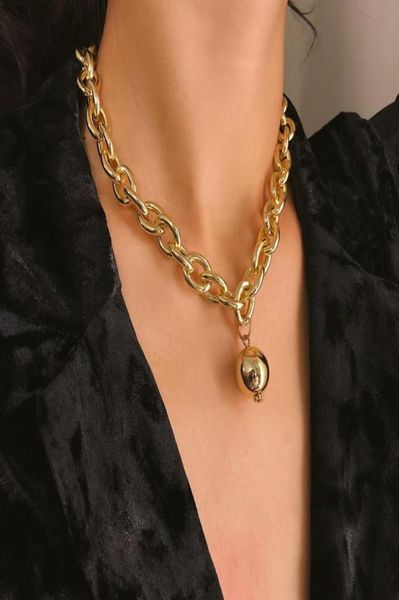 

round ball choker necklace women statement party jewelry punk metal pendant necklaces fashion whole chains bijoux gift1776502, Silver
