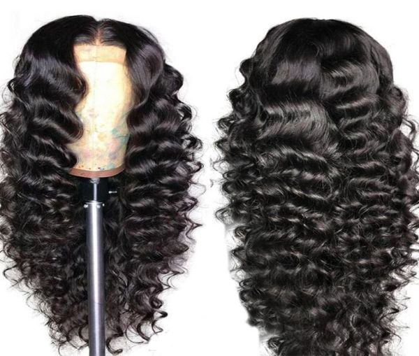 

loose deep wave lace front wig pre plucked 13x6 360 hd transparent lace frontal wig deep wave wigs brazilian human hair wigs9715339, Black;brown