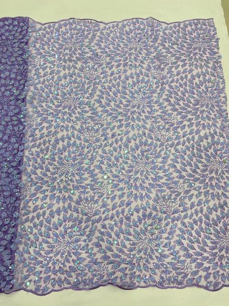 

african 2023 ladies 5 yards tulle fabric sequins lace formal dress light blue evening party clothes textile sewing craft clothing luxurious, Black;white