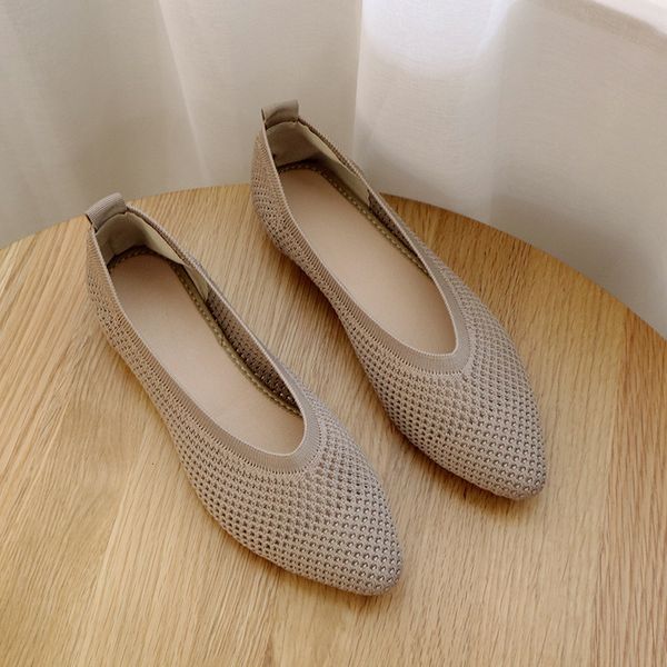 

dress shoe soft bottom hollow out mesh square toe flat breathable casual zapatos de mujer 230801, Black