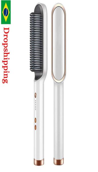 

hair straighteners multifunctional straightener brush electric heat comb curler hair fast modeling tool 2210216521907, Black