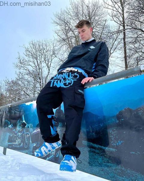 

men's pants european and american street trend goods pants for men 2023 new y2k fashion reduction two black pants harajuku hip hop loos