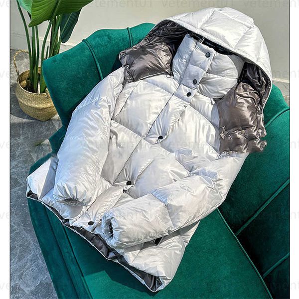 

monclairs jackets women winter designer jacket glossy short thickened cardigan hooded jackets with white goose downs filling lady puffer jac, Black
