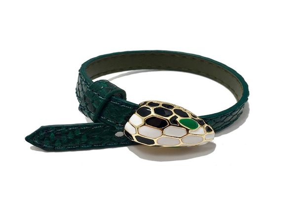 

fashion alloy pu bracelet leather bracelet color drip oil snake head couple jewelry whole accessories2806819, Black