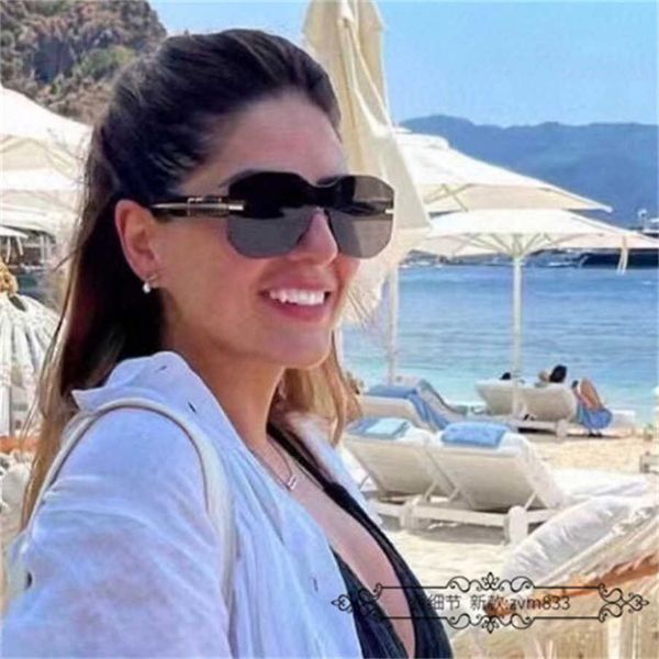 

2023 new luxury designer f family frameless fashionable large frame female internet celebrity ins the same one-piece lens sunglasses fe40067, White;black