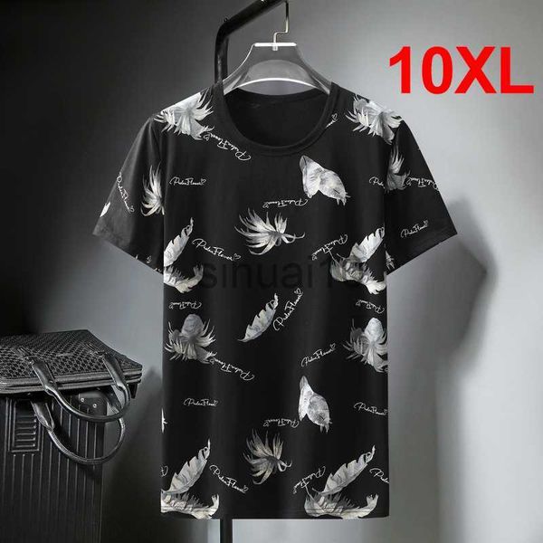 

men's t-shirts summer t shirts men streetwear fashion feather print short sleeve tshirt oversize tees baggy t-shirts plus size 10xl ha, White;black