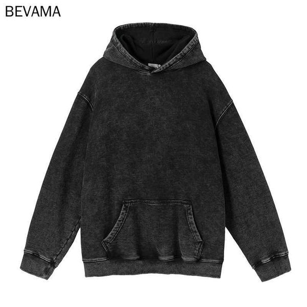 

hip hop streetwear hoodie sweatshirt washed retro hoodie men oversized hooded pullover harajuku, Black